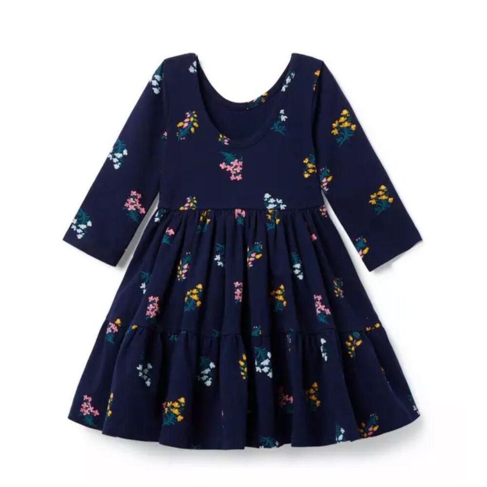 Janie and Jack The Everyday 3/4 Sleeve Dress in Merchant Marine Floral Size 16 G